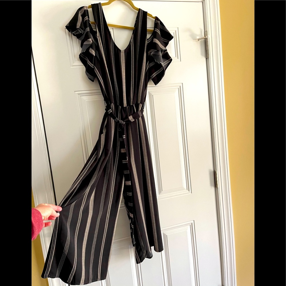 Comfy black & white striped jumpsuit | One